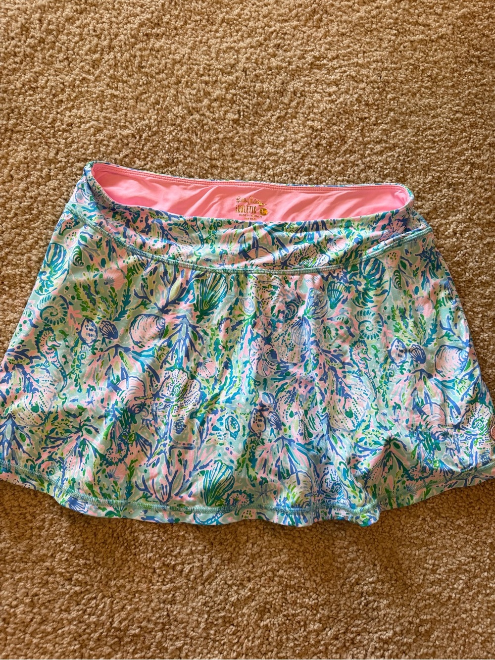 Lilly Pulitzer Blue Green Pink Seagrass Print Skort